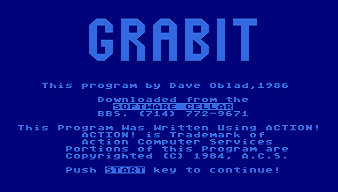 The Grabit title screen